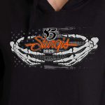 2025 Sturgis Motorcycle Rally Skeleton Hands Black Ladies Hooded Sweat - Image 4