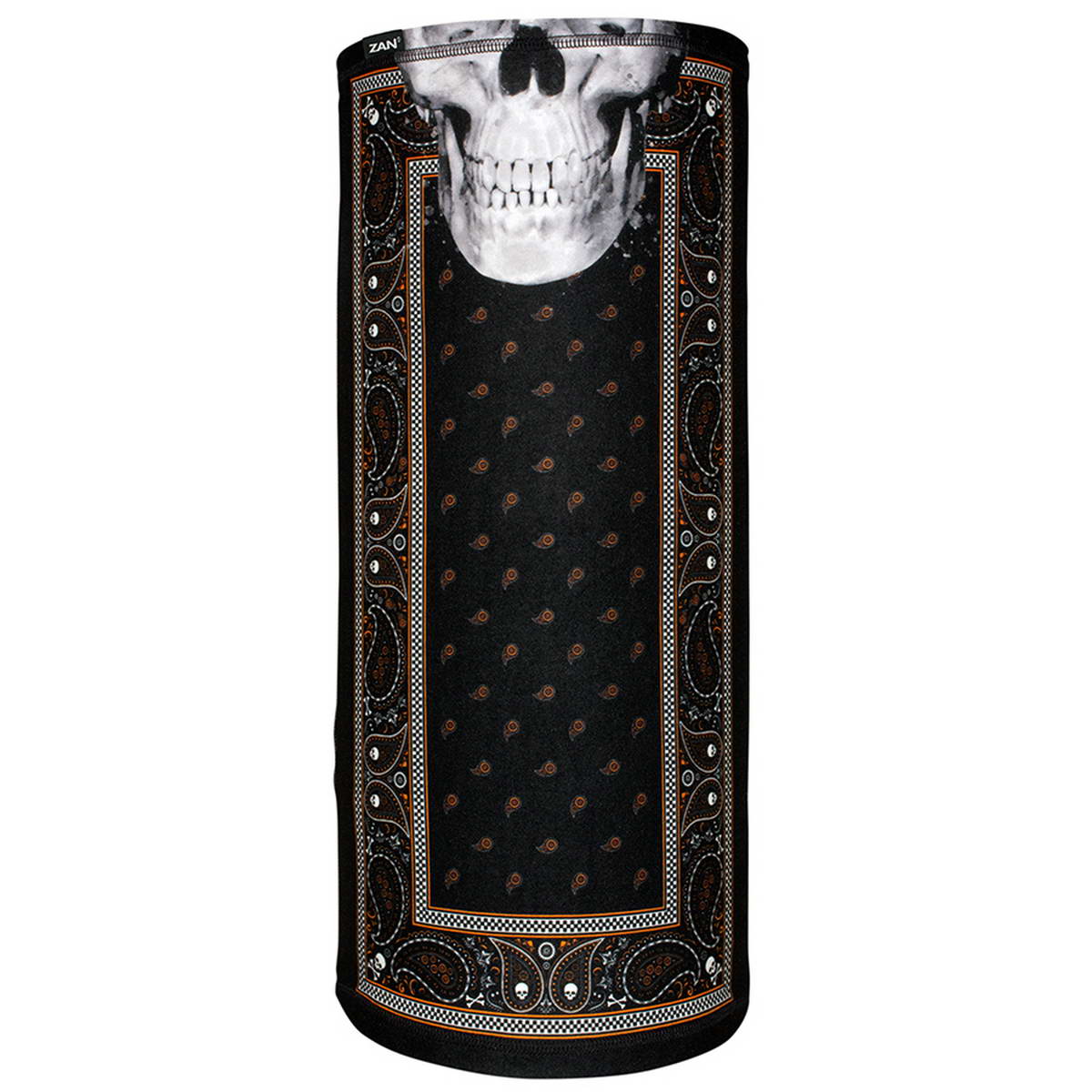 tl197.media_.zan_.01.jpg ZanHeadgear TL197 Motley Tube SportFlex Series Black & Orange Classic Bandana - Image 1