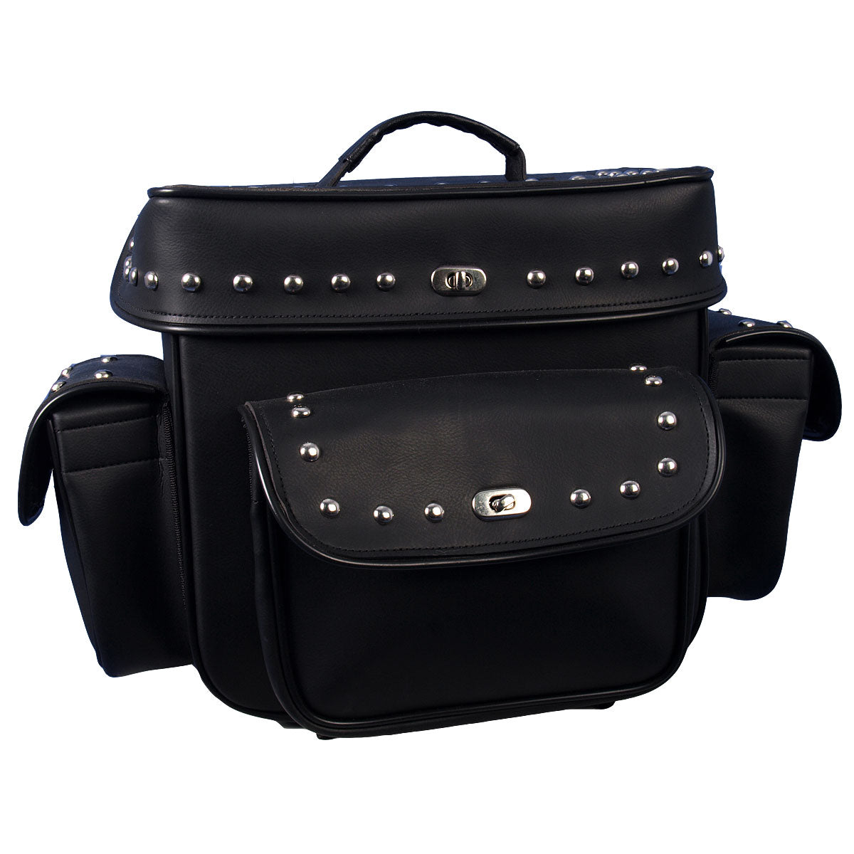 trb1005-a01.jpg Hot Leathers TRB1005 Motorcycle PVC Waterproof Studded Travel Bag 13X13X7 - Image 1
