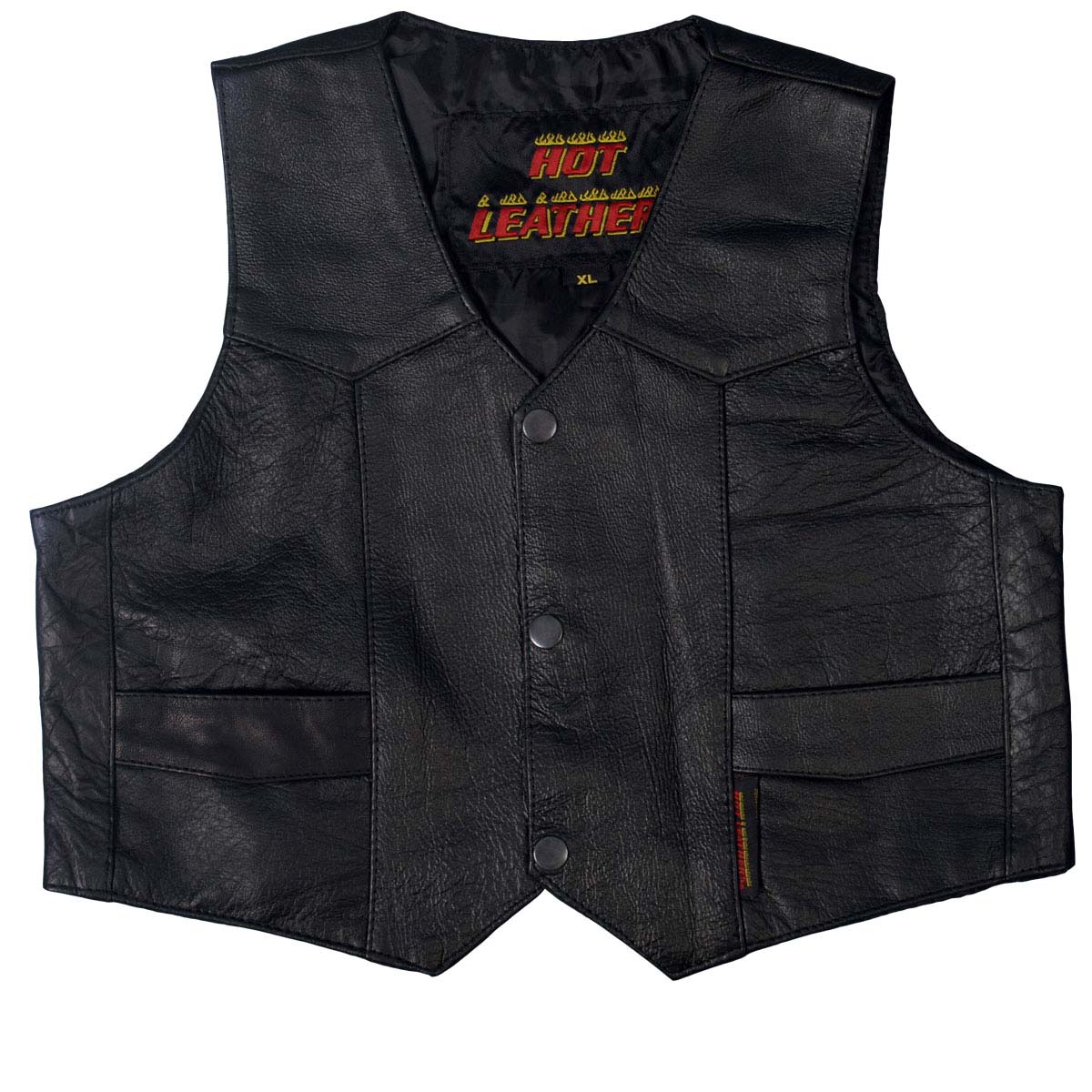 vsk1002-main-web.jpg Hot Leathers VSK1002 Classic Toddler Black Leather Biker Vest - Image 1