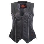 Hot Leathers VSL1016 Ladies ‘Rhinestone’ Black Leather MC Vest