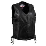 Hot Leathers VSL5002 USA Made Women’s ‘Kitten’ Black Leather Motorcycle Vest with Side Laces