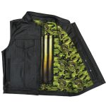 Hot Leathers VSM1058 Men’s Black Camo Flag Conceal and Carry Leather Vest