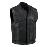 Milwaukee Leather USA MADE MLVSM5004 Men’s Black Chaos Premium Dual Closure Motorcycle Leather Vest