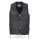 Hot Leathers VSM5005 Men’s USA Made Buffalo Nickel Snap Premium Leather Vest