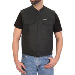 Hot Leathers VSM6003 Men’s Black Waxed Cotton Club Style Vest