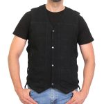 Hot Leathers VSM6102 Men’s Classic Black Denim Vest with Side Laces