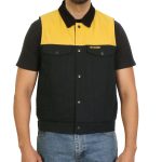 Hot Leathers VSM6104 Men’s ‘2-Tone’ Leather and Denim Club Style Biker Vest
