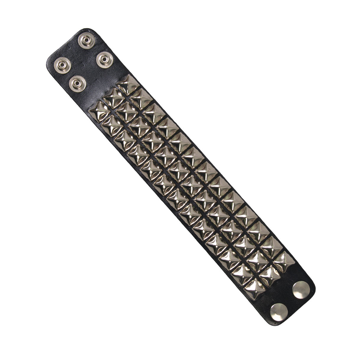 wba1001-a01.jpg Hot Leathers WBA1001 3-Row Pyramid Stud Wrist Band - Image 1