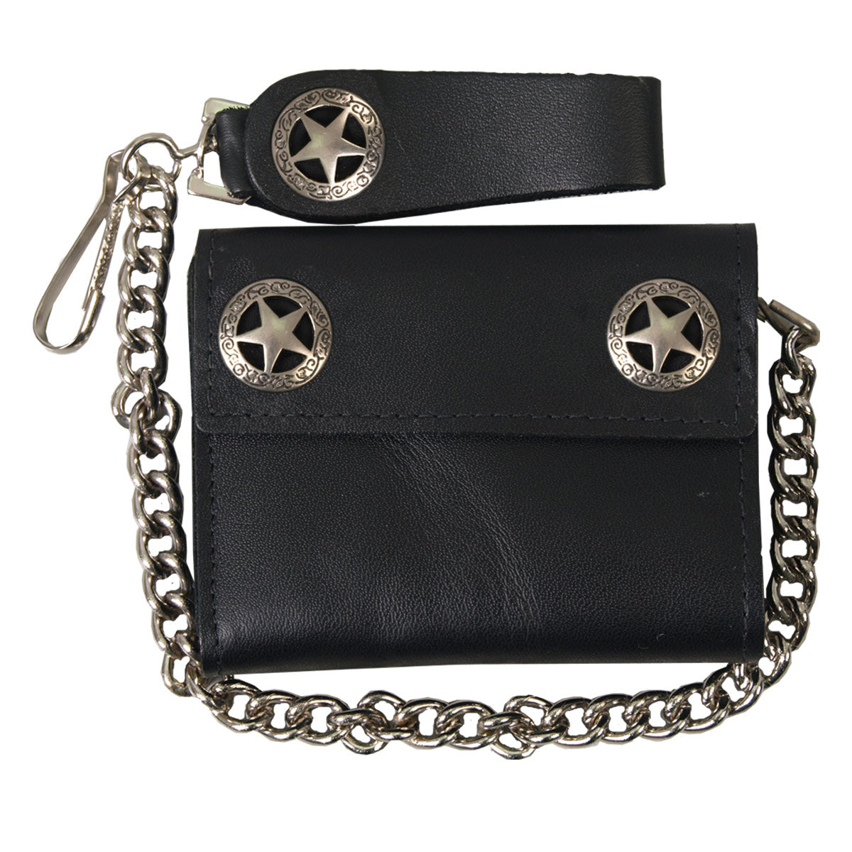 wla1010-a01.jpg Hot Leathers WLA1010 Western Star Black Leather Wallet with Chain - Image 1