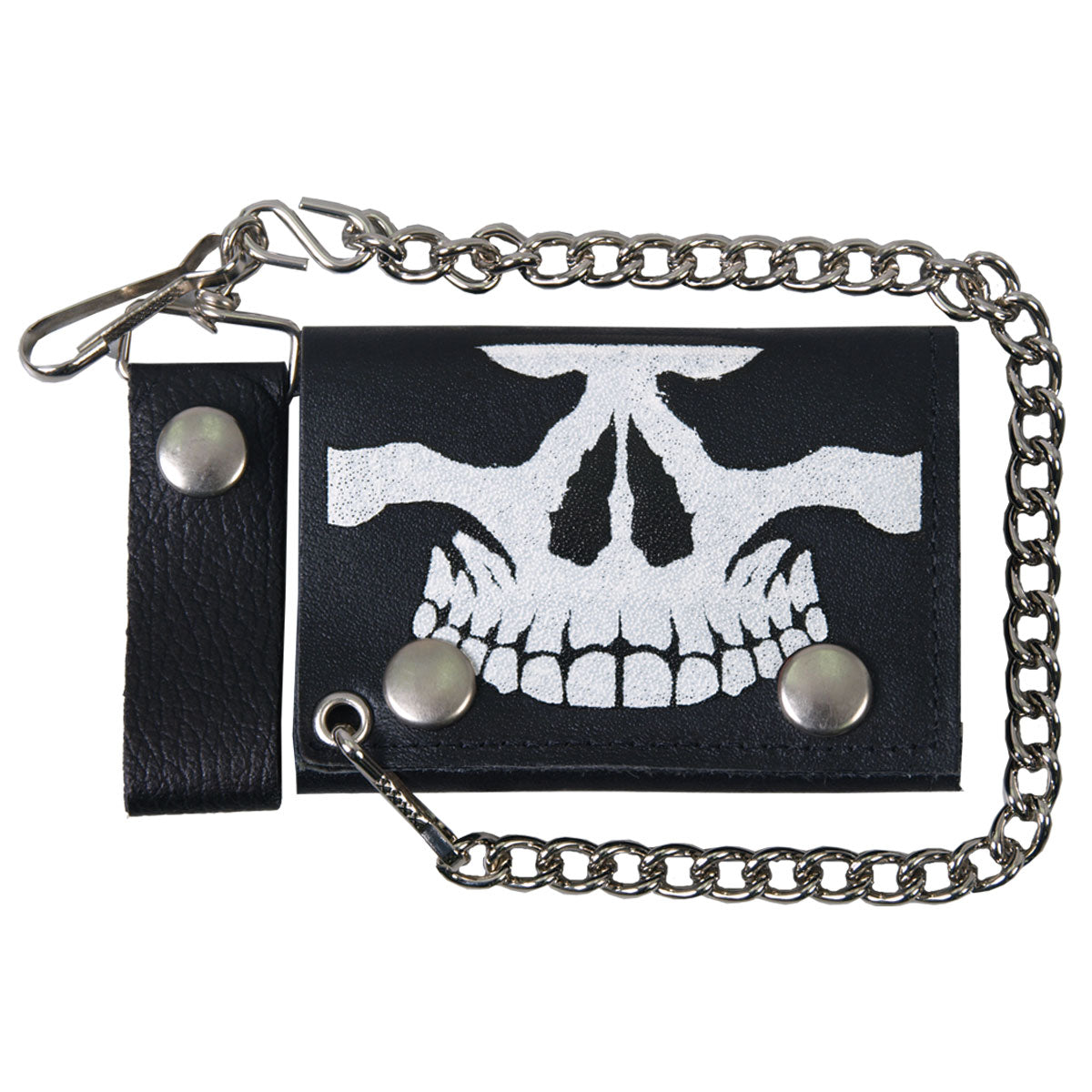 wlb1010-a01.jpg Hot Leathers WLB1010 Skull Black Leather Wallet with Chain - Image 1