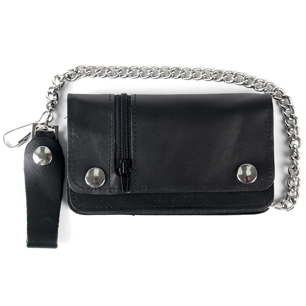 wlc1003-a01.jpg Hot Leathers WLC1003 5 Pocket Leather Bifold Wallet with Zipper - Image 1