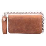 Hot Leathers WLC2012 7″ Bi-Fold  Brown Leather Wallet with Chain