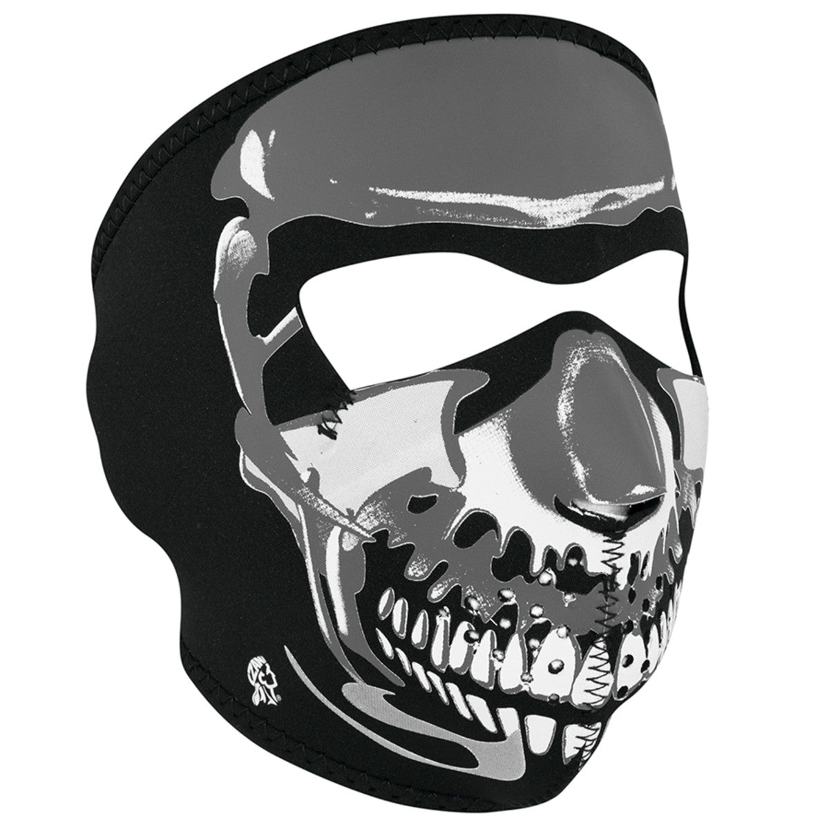 wnfm023.media_.zan_.01.jpg ZanHeadgear WNFM023 Neoprene Full Face Mask with Chrome Skull Design - Image 1