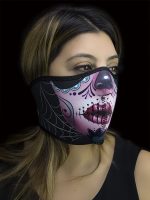 ZanHeadgear WNFM082H Half Mask Neoprene Reversible Sugar Skull To Purple - Image 3
