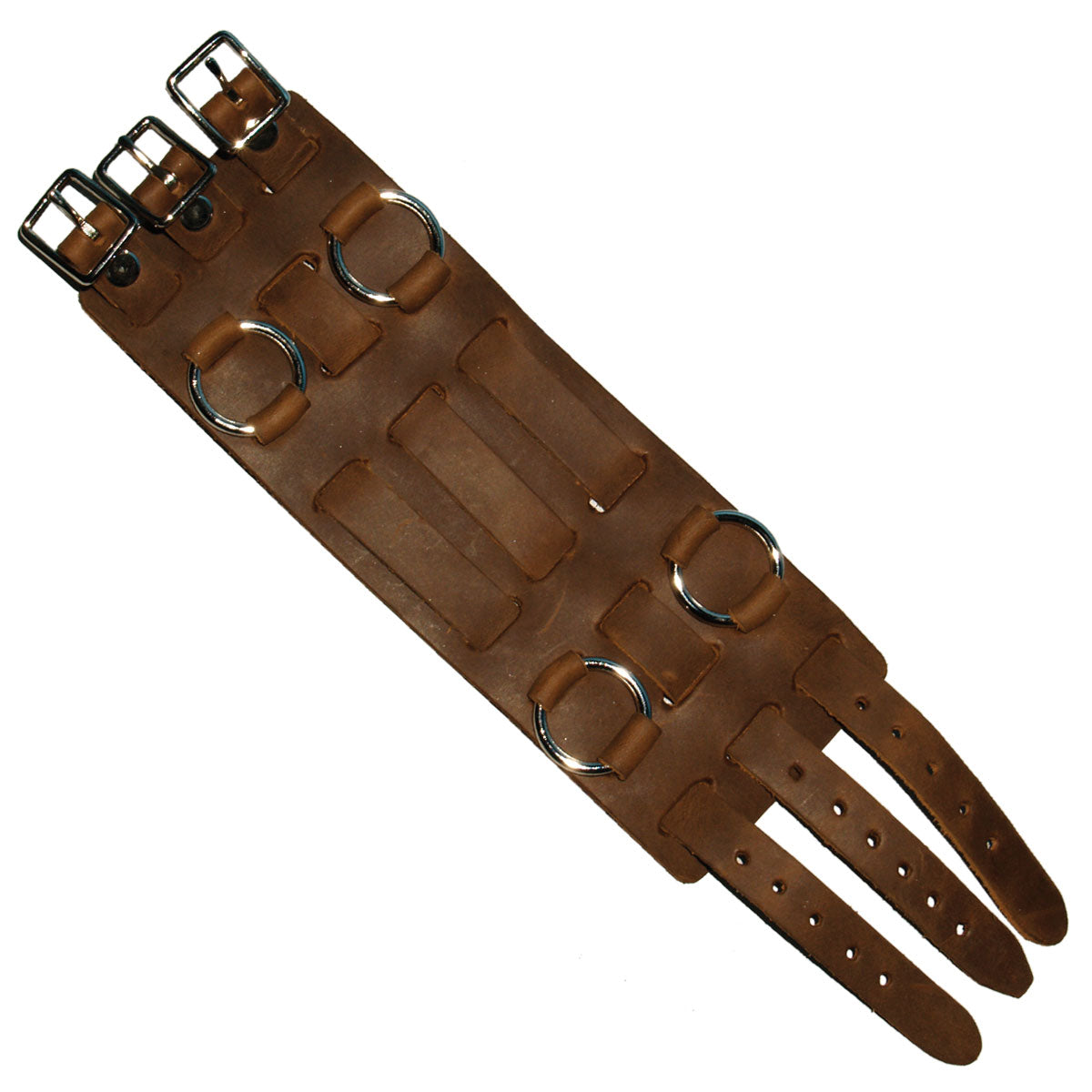 wtb1002-a01.jpg Hot Leathers WTB1002 2.5″ 3-Strap Brown Leather Watchband - Image 1