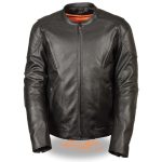 Milwaukee Leather MLM1530 Men’s Vented Black Leather Scooter Jacket with Kidney Padding
