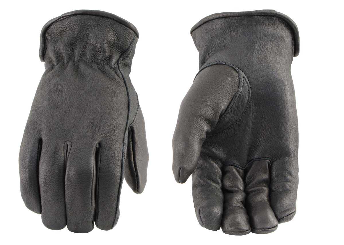 xg013blk-004.jpg Men’s XG013 Black Deerskin Leather Motorcycle Riding Gloves - Image 1
