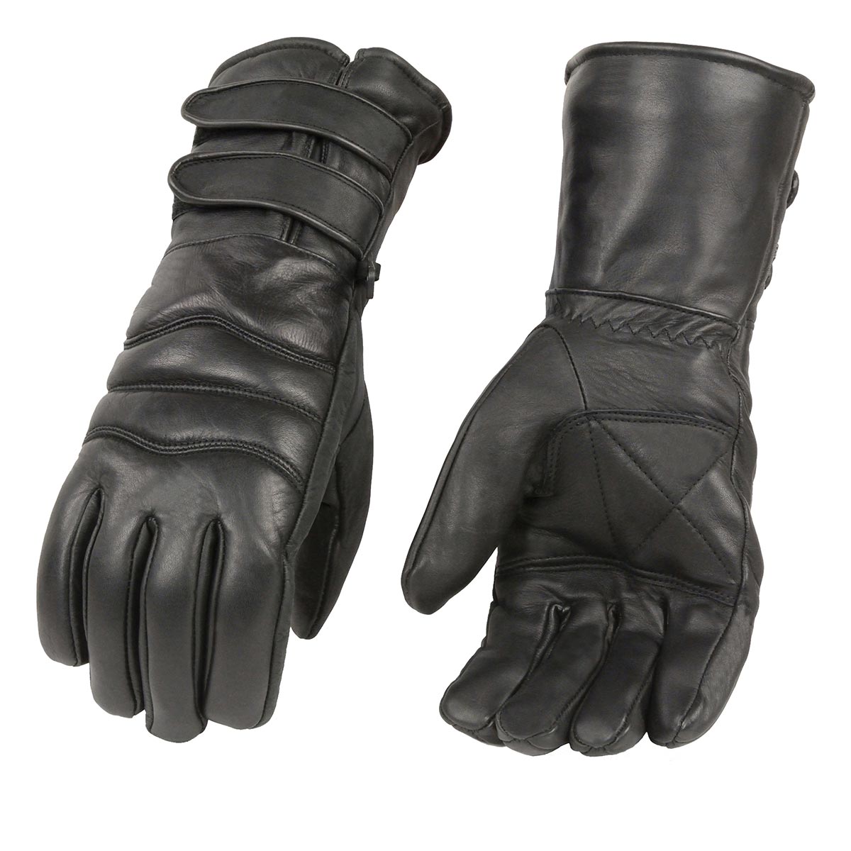 xg2068.jpg Men’s XS2068 Black Gauntlet Premium Cowhide Leather Motorcycle Winter Gloves - Image 1