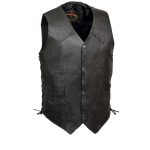 Leather King XS1315 Men’s Classic ‘Side Laced’ Black Leather Vest