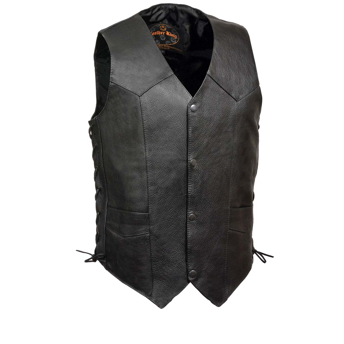 xs1315-main_dbf1aa93-cf55-4a0c-a970-e81984deb4eb.jpg Leather King XS1315LET Men’s Classic ‘Side Laced’ Black Leather Vest - Image 1