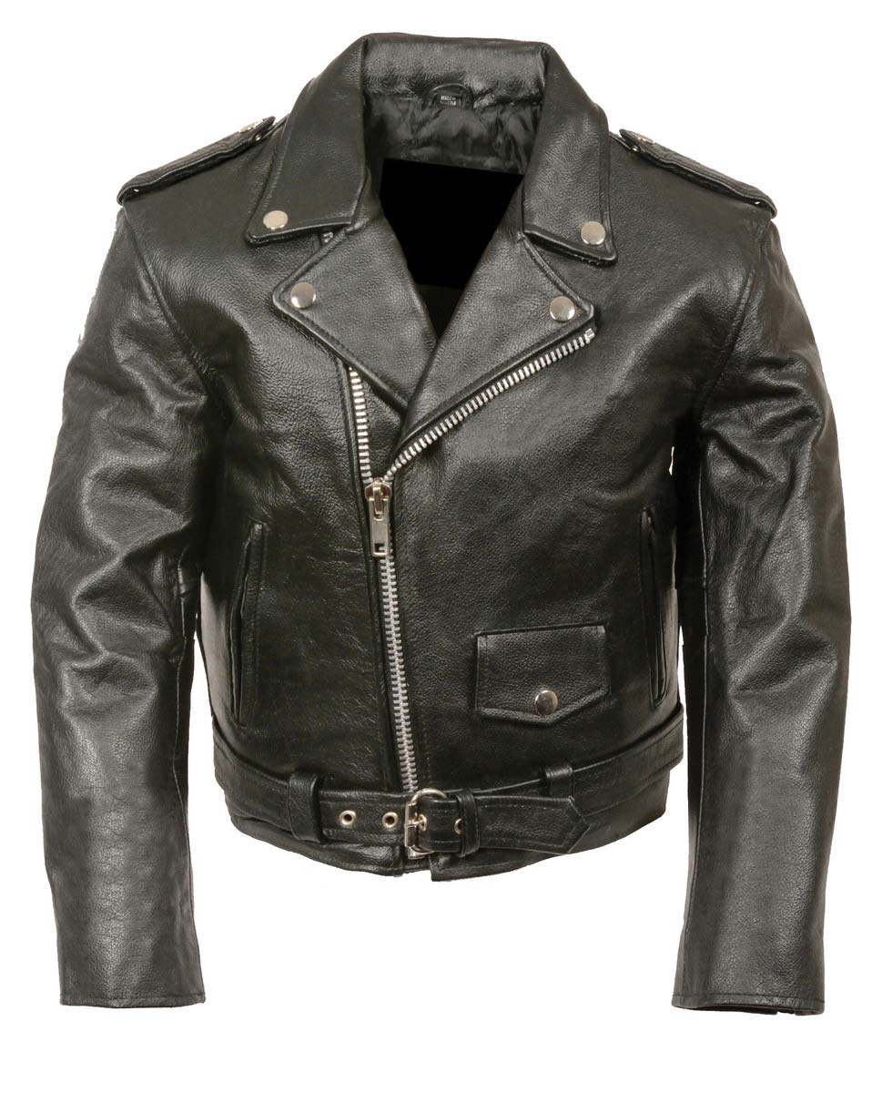 xs2010blk.jpg Genuine Leather XS2010 Classic Black Toddlers Motorcycle Leather Jacket - Image 1