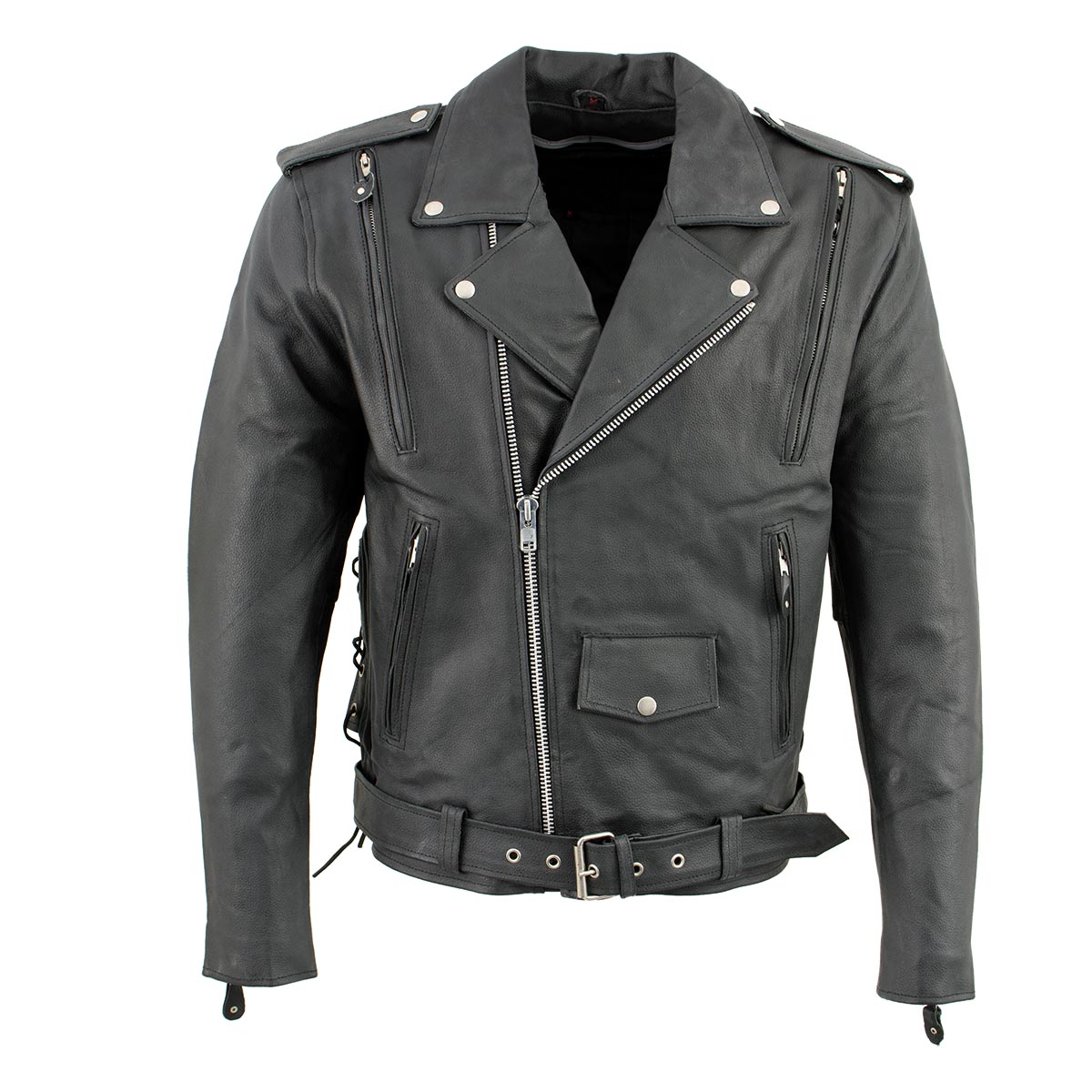 xs403-main.jpg Men’s XS403 Black Classic Vented Biker Jacket with Side Laces - Image 1