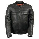 Z1R1408 Men’s ’45’ Black Sport Vented Black Leather Moto Jacket